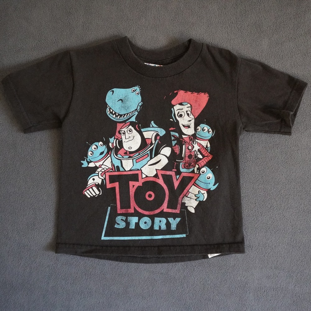 Disney Toy Story Buzz Woody Rex Aliens Black Toddler T-Shirt 2T Delta Pro Weight